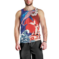 Hawaiian and Japanese Together Men Tank Top The Whale and Koi Fish with Hinomaru and Lei LT03 - Polynesian Pride