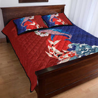 Hawaiian and Japanese Together Quilt Bed Set The Whale and Koi Fish with Hinomaru and Lei LT03 - Polynesian Pride