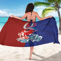 Hawaiian and Japanese Together Sarong The Whale and Koi Fish with Hinomaru and Lei LT03 - Polynesian Pride