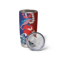 Hawaiian and Japanese Together Tumbler Cup The Whale and Koi Fish with Hinomaru and Lei LT03 - Polynesian Pride