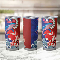 Hawaiian and Japanese Together Tumbler Cup The Whale and Koi Fish with Hinomaru and Lei LT03 - Polynesian Pride