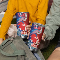Hawaiian and Japanese Together Tumbler Cup The Whale and Koi Fish with Hinomaru and Lei LT03 - Polynesian Pride