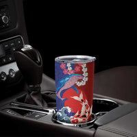 Hawaiian and Japanese Together Tumbler Cup The Whale and Koi Fish with Hinomaru and Lei LT03 - Polynesian Pride