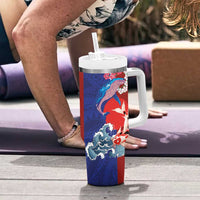 Hawaiian and Japanese Together Tumbler With Handle The Whale and Koi Fish with Hinomaru and Lei LT03 - Polynesian Pride