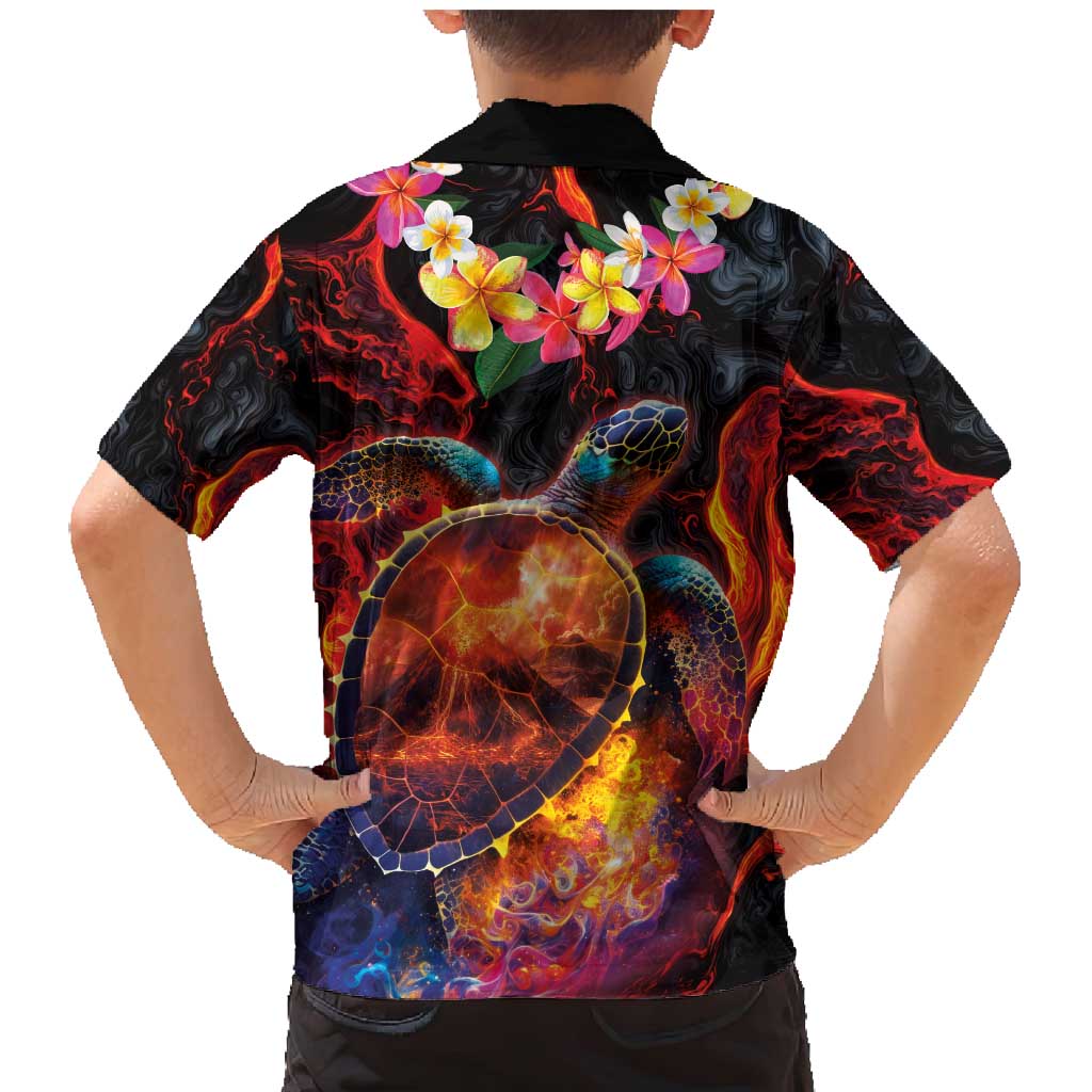 Hawaiian Turtle with Volcanic Eruption Family Matching Mermaid Dress and Hawaiian Shirt Hibiscus Lei and Lava Flow an Abstract Texture LT03 - Polynesian Pride