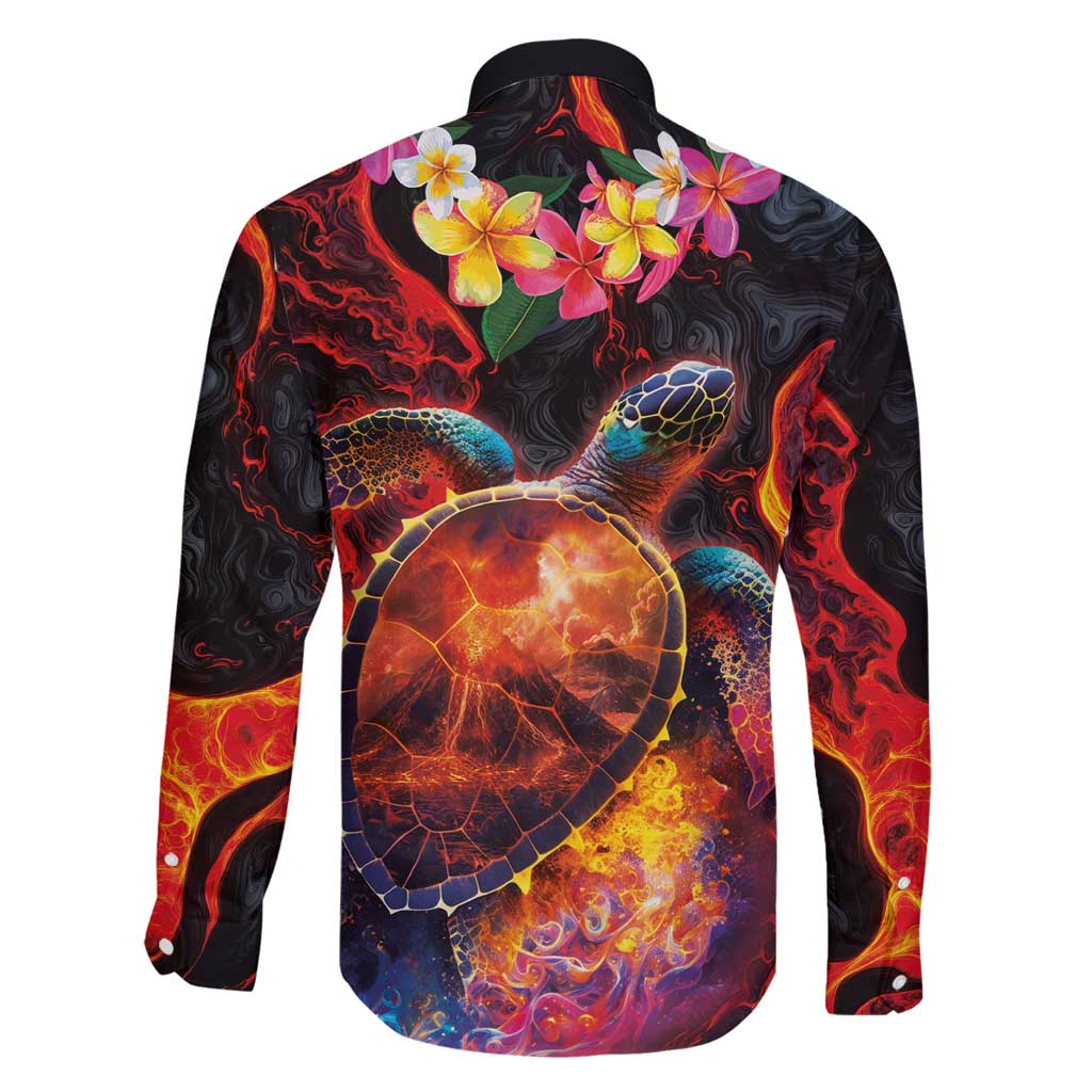 Hawaiian Turtle with Volcanic Eruption Family Matching Off Shoulder Short Dress and Hawaiian Shirt Hibiscus Lei and Lava Flow an Abstract Texture