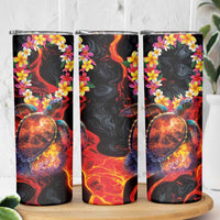 Hawaiian Turtle with Volcanic Eruption Skinny Tumbler Hibiscus Lei and Lava Flow an Abstract Texture LT03 - Polynesian Pride