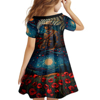 New Zealand Soldier ANZAC Day Family Matching Tank Maxi Dress and Hawaiian Shirt Silver Fern Starry Night Style LT03 - Polynesian Pride