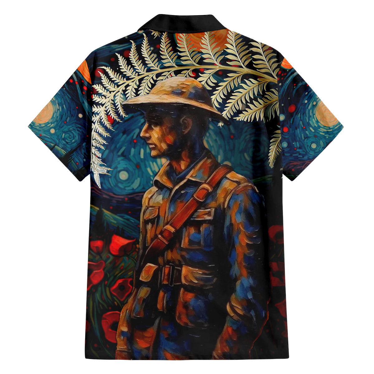 New Zealand Soldier ANZAC Day Family Matching Tank Maxi Dress and Hawaiian Shirt Silver Fern Starry Night Style LT03 - Polynesian Pride