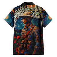 New Zealand Soldier ANZAC Day Family Matching Tank Maxi Dress and Hawaiian Shirt Silver Fern Starry Night Style LT03 - Polynesian Pride