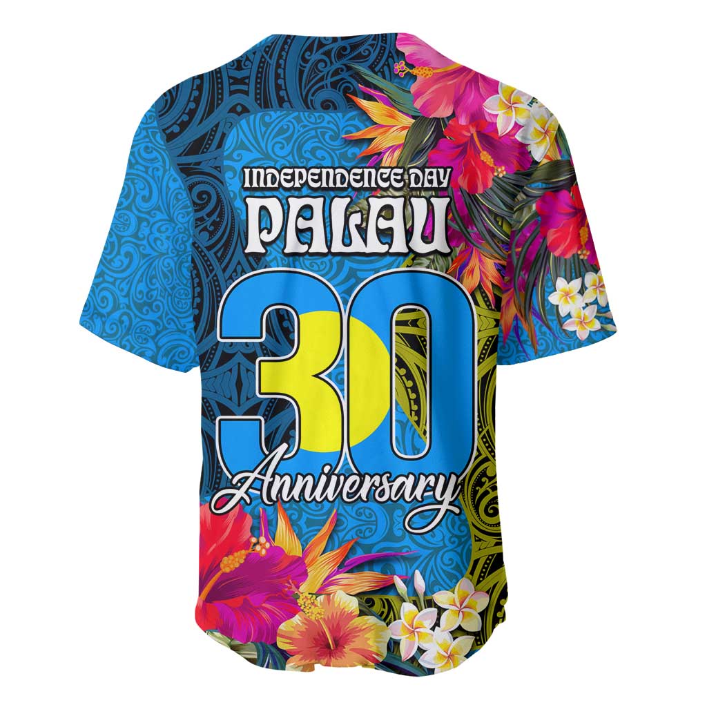 Palau Independence Day Baseball Jersey 1st October 30th Anniversary Polynesian Jungle Flower