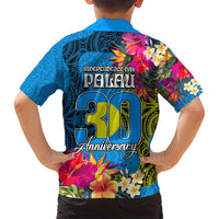 Palau Independence Day Family Matching Long Sleeve Bodycon Dress and Hawaiian Shirt 1st October 30th Anniversary Polynesian Jungle Flower LT03 - Polynesian Pride