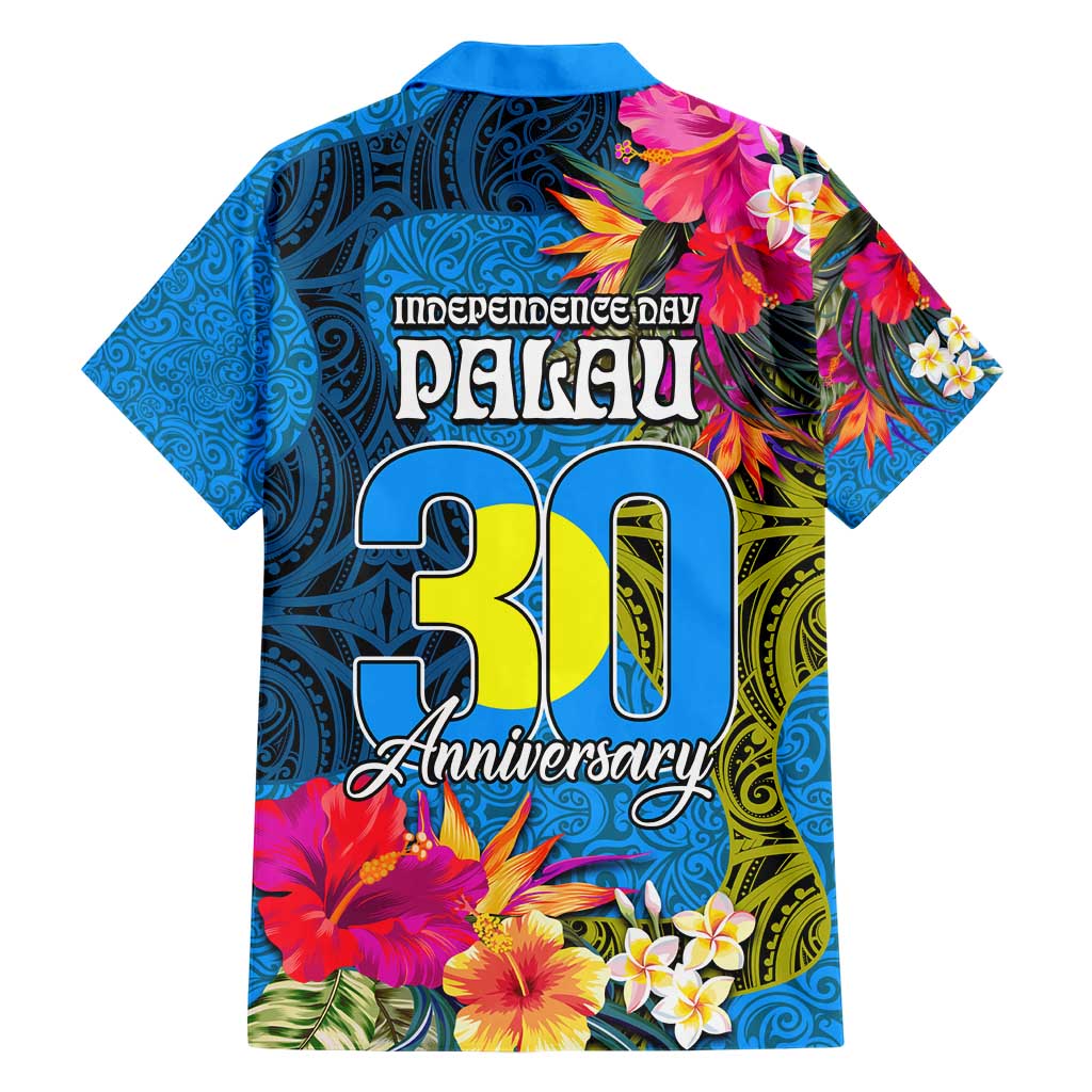 Palau Independence Day Family Matching Short Sleeve Bodycon Dress and Hawaiian Shirt 1st October 30th Anniversary Polynesian Jungle Flower LT03 - Polynesian Pride