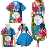 Palau Independence Day Family Matching Summer Maxi Dress and Hawaiian Shirt 1st October 30th Anniversary Polynesian Jungle Flower LT03 - Polynesian Pride