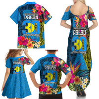 Palau Independence Day Family Matching Summer Maxi Dress and Hawaiian Shirt 1st October 30th Anniversary Polynesian Jungle Flower LT03 - Polynesian Pride