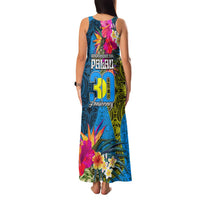 Palau Independence Day Family Matching Tank Maxi Dress and Hawaiian Shirt 1st October 30th Anniversary Polynesian Jungle Flower LT03 - Polynesian Pride