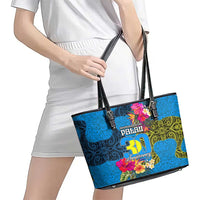 Palau Independence Day Leather Tote Bag 1st October 30th Anniversary Polynesian Jungle Flower LT03 - Polynesian Pride