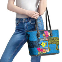 Palau Independence Day Leather Tote Bag 1st October 30th Anniversary Polynesian Jungle Flower LT03 - Polynesian Pride