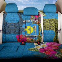 Personalised Palau Independence Day Back Car Seat Cover 1st October 30th Anniversary Polynesian Jungle Flower LT03 One Size Blue - Polynesian Pride