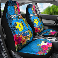 Personalised Palau Independence Day Car Seat Cover 1st October 30th Anniversary Polynesian Jungle Flower LT03 - Polynesian Pride