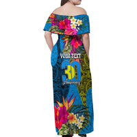 Personalised Palau Independence Day Family Matching Off Shoulder Maxi Dress and Hawaiian Shirt 1st October 30th Anniversary Polynesian Jungle Flower LT03 - Polynesian Pride