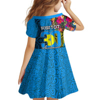 Personalised Palau Independence Day Family Matching Off Shoulder Short Dress and Hawaiian Shirt 1st October 30th Anniversary Polynesian Jungle Flower LT03 - Polynesian Pride