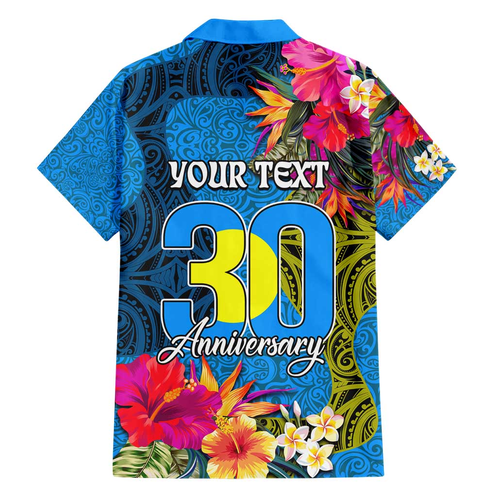 Personalised Palau Independence Day Family Matching Short Sleeve Bodycon Dress and Hawaiian Shirt 1st October 30th Anniversary Polynesian Jungle Flower LT03 - Polynesian Pride