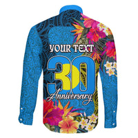 Personalised Palau Independence Day Family Matching Short Sleeve Bodycon Dress and Hawaiian Shirt 1st October 30th Anniversary Polynesian Jungle Flower LT03 - Polynesian Pride