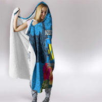 Personalised Palau Independence Day Hooded Blanket 1st October 30th Anniversary Polynesian Jungle Flower