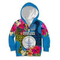 Personalised Palau Independence Day Kid Hoodie 1st October 30th Anniversary Polynesian Jungle Flower