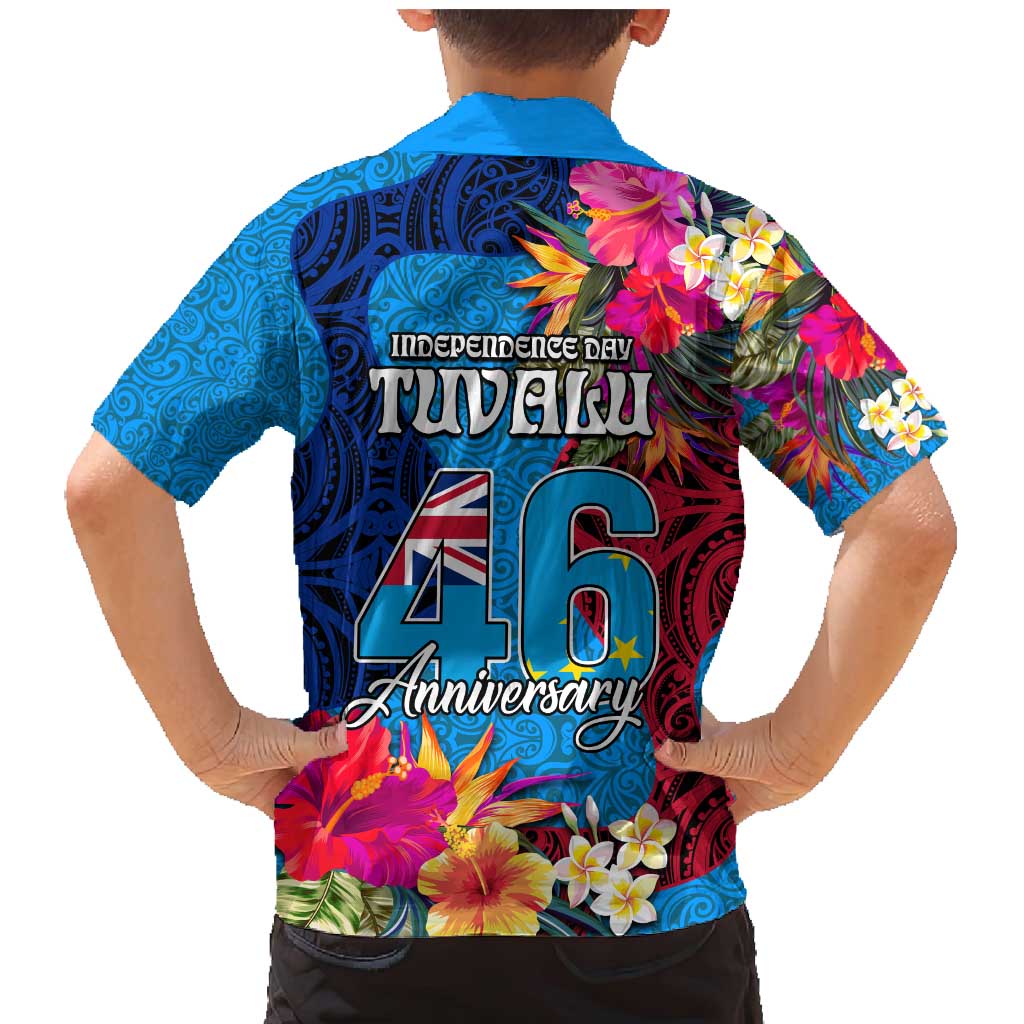 Tuvalu Independence Day Family Matching Mermaid Dress and Hawaiian Shirt 1st October 46th Anniversary Polynesian Jungle Flower LT03 - Polynesian Pride
