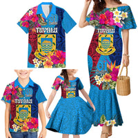 Tuvalu Independence Day Family Matching Mermaid Dress and Hawaiian Shirt 1st October 46th Anniversary Polynesian Jungle Flower LT03 - Polynesian Pride