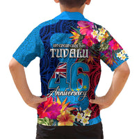 Tuvalu Independence Day Family Matching Off Shoulder Maxi Dress and Hawaiian Shirt 1st October 46th Anniversary Polynesian Jungle Flower LT03 - Polynesian Pride