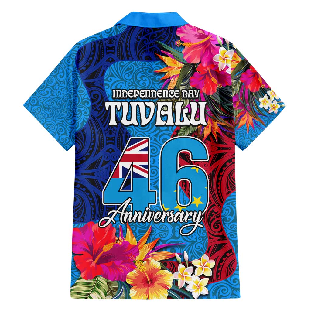 Tuvalu Independence Day Family Matching Off Shoulder Maxi Dress and Hawaiian Shirt 1st October 46th Anniversary Polynesian Jungle Flower LT03 - Polynesian Pride