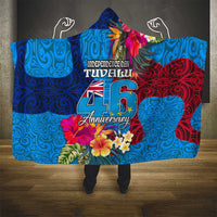 Tuvalu Independence Day Hooded Blanket 1st October 46th Anniversary Polynesian Jungle Flower