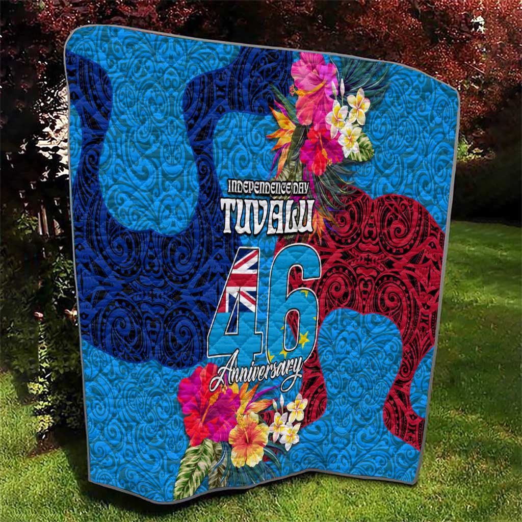 Tuvalu Independence Day Quilt 1st October 46th Anniversary Polynesian Jungle Flower