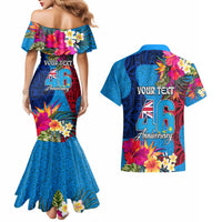 Personalised Tuvalu Independence Day Couples Matching Mermaid Dress and Hawaiian Shirt 1st October 46th Anniversary Polynesian Jungle Flower LT03 - Polynesian Pride
