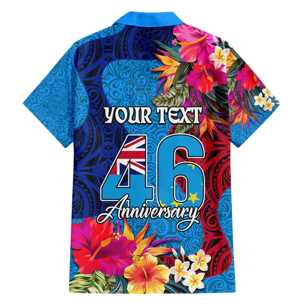 Personalised Tuvalu Independence Day Family Matching Off Shoulder Maxi Dress and Hawaiian Shirt 1st October 46th Anniversary Polynesian Jungle Flower LT03 - Polynesian Pride