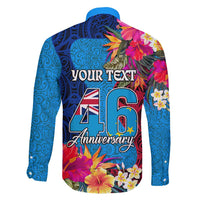 Personalised Tuvalu Independence Day Family Matching Off Shoulder Maxi Dress and Hawaiian Shirt 1st October 46th Anniversary Polynesian Jungle Flower LT03 - Polynesian Pride