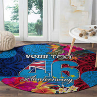 Personalised Tuvalu Independence Day Round Carpet 1st October 46th Anniversary Polynesian Jungle Flower