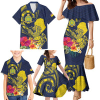 Niue Independence Day Family Matching Mermaid Dress and Hawaiian Shirt Hiapo Pattern Hibiscus Plumeria and Uga LT03 - Polynesian Pride