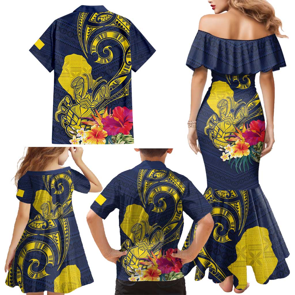 Niue Independence Day Family Matching Mermaid Dress and Hawaiian Shirt Hiapo Pattern Hibiscus Plumeria and Uga LT03 - Polynesian Pride