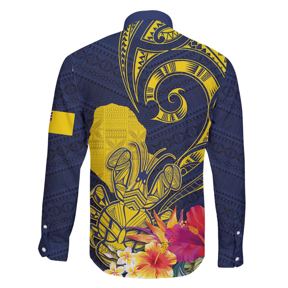 Niue Independence Day Family Matching Off The Shoulder Long Sleeve Dress and Hawaiian Shirt Hiapo Pattern Hibiscus Plumeria and Uga LT03 - Polynesian Pride