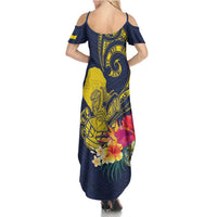 Niue Independence Day Family Matching Summer Maxi Dress and Hawaiian Shirt Hiapo Pattern Hibiscus Plumeria and Uga LT03 - Polynesian Pride