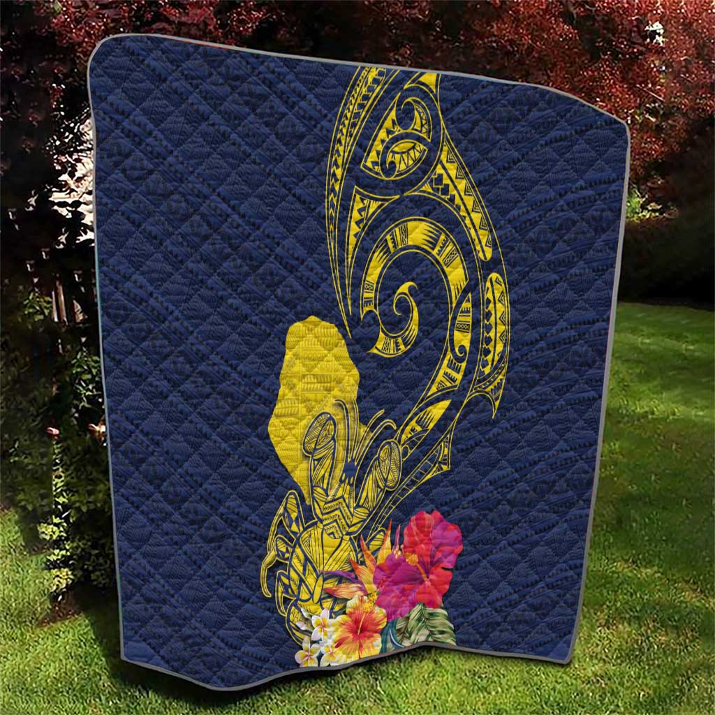 Niue Independence Day Quilt Hiapo Pattern Hibiscus Plumeria and Uga LT03 - Polynesian Pride
