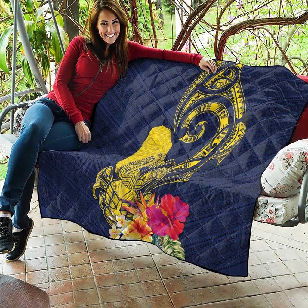 Niue Independence Day Quilt Hiapo Pattern Hibiscus Plumeria and Uga LT03 - Polynesian Pride