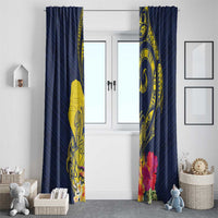 Niue Independence Day Window Curtain Hiapo Pattern Hibiscus Plumeria and Uga LT03 - Polynesian Pride