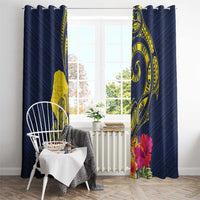 Niue Independence Day Window Curtain Hiapo Pattern Hibiscus Plumeria and Uga LT03 - Polynesian Pride