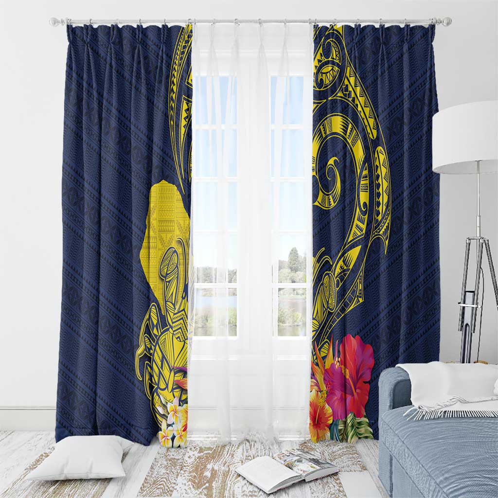 Niue Independence Day Window Curtain Hiapo Pattern Hibiscus Plumeria and Uga LT03 - Polynesian Pride
