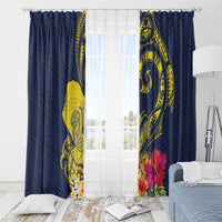 Niue Independence Day Window Curtain Hiapo Pattern Hibiscus Plumeria and Uga LT03 - Polynesian Pride